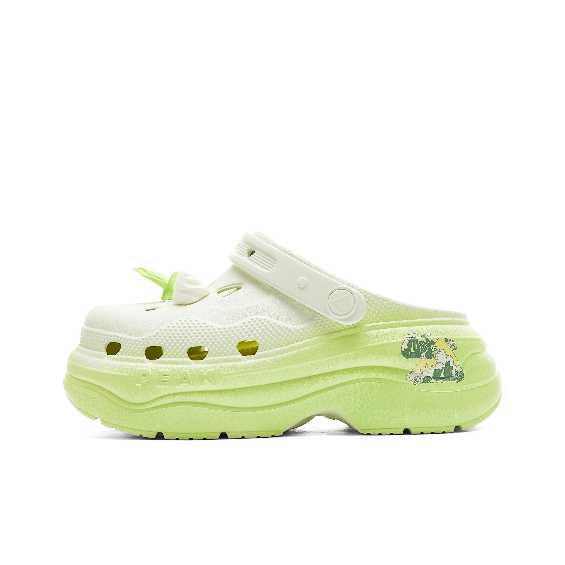 PEAK Сабо Женские Цинковый Зеленый Весна Цветочный дизайн Зеленый