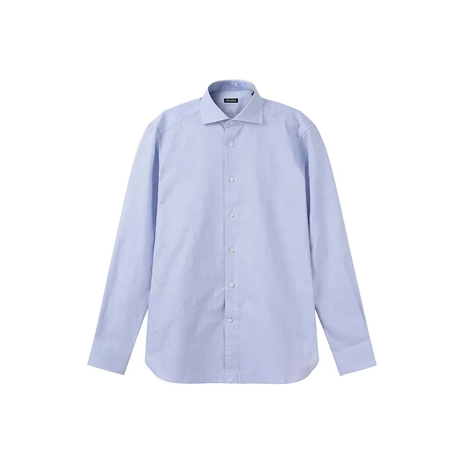 Zegna SS24 Рубашка Мужская Синяя Белая