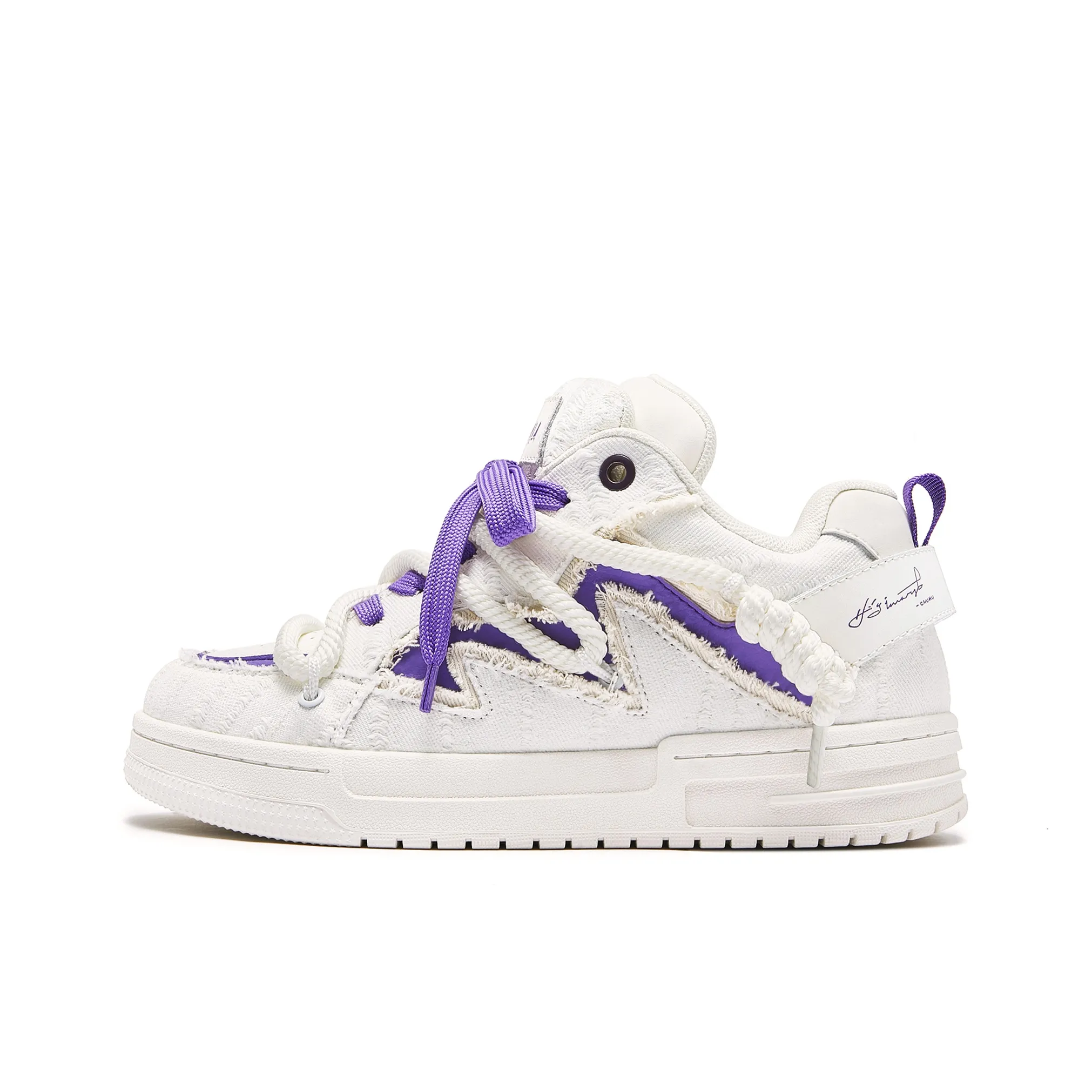 Chu Wood Slip Resistant Lightweight Height Increasing Low Top Skateboard Shoes Unisex Purple