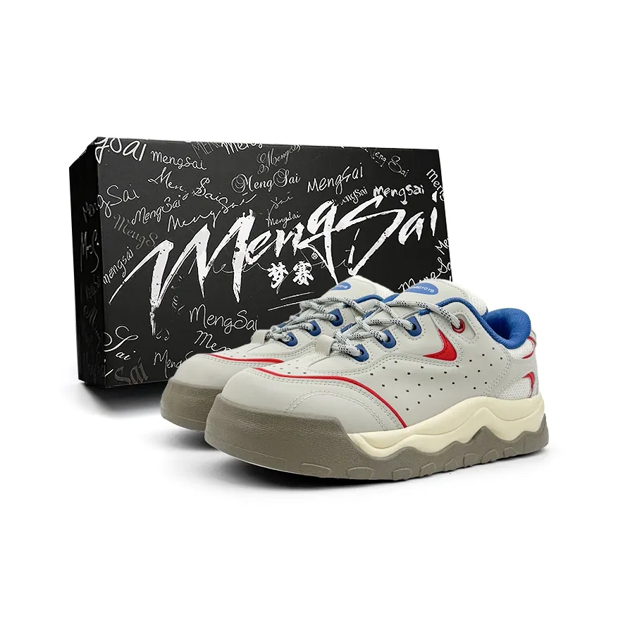 Mengsai Slip-resistant Abrasion-resistant Lightweight Breathable Low-Top Skateboard Shoes Women's Red Blue Менсаи Противоскользящий Устойчивый к износу Легкий Дышащий Низкие Кроссовки для скейтбординга Женские Красный Синий