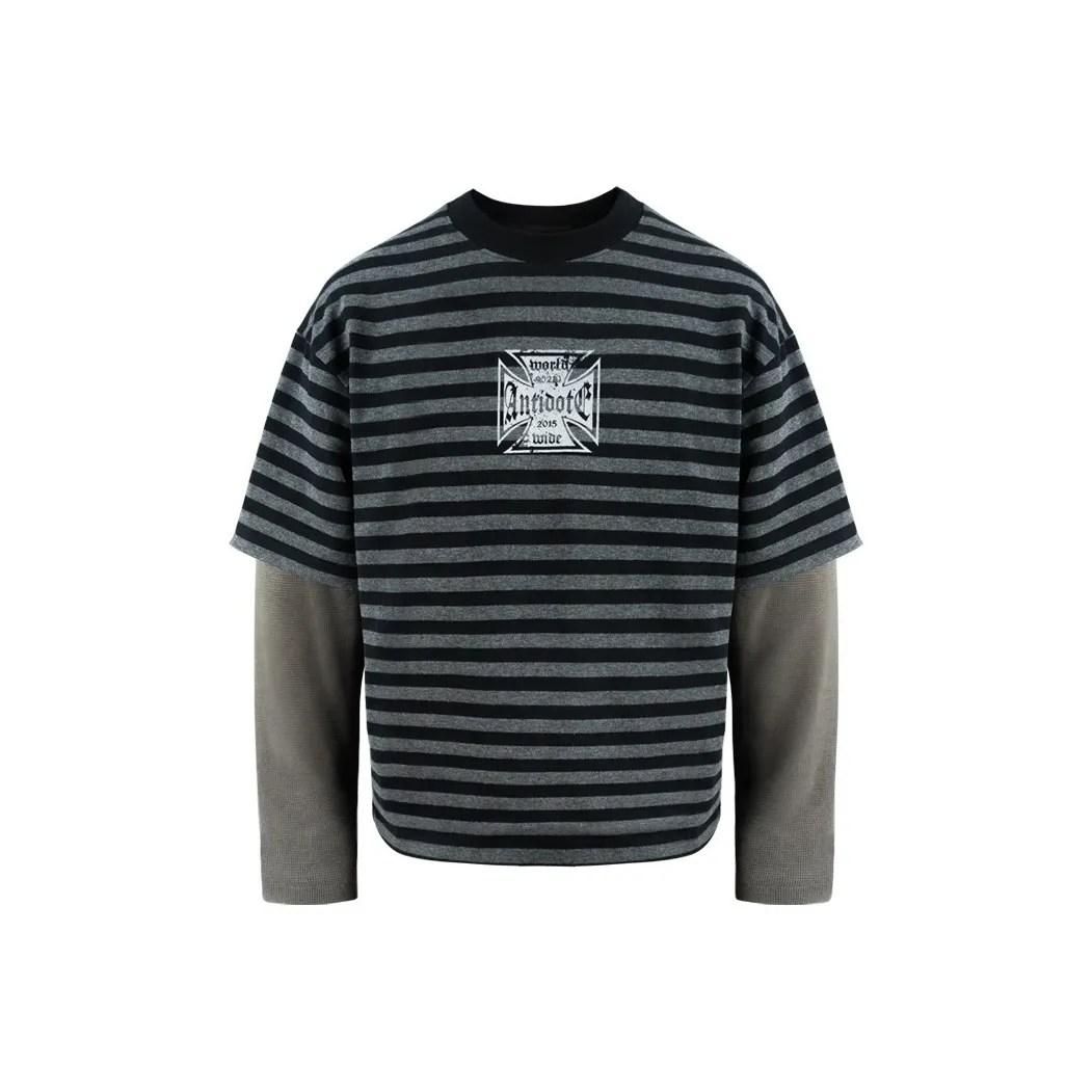 ANTIDOTE WORLDWIDE Т-рубашка Унисекс Черный Серый Полосы