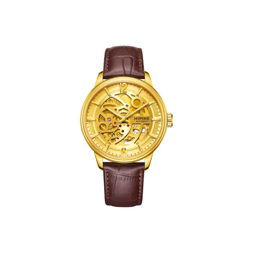 HIPINE Автоматический Механический Movement Мужские Часы Wind Series 42 мм Золотой