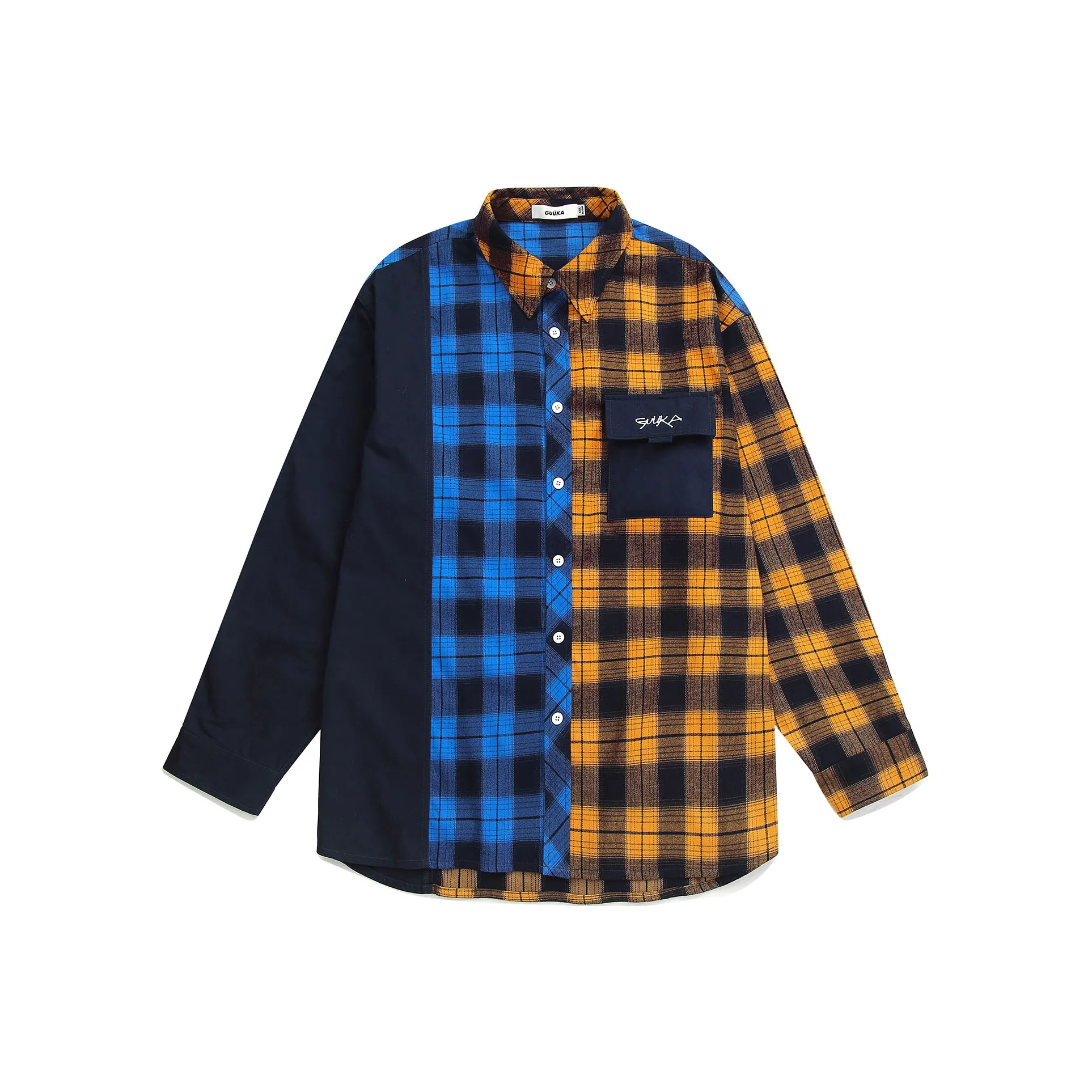 Guuka Shirts Men Yellow Plaid