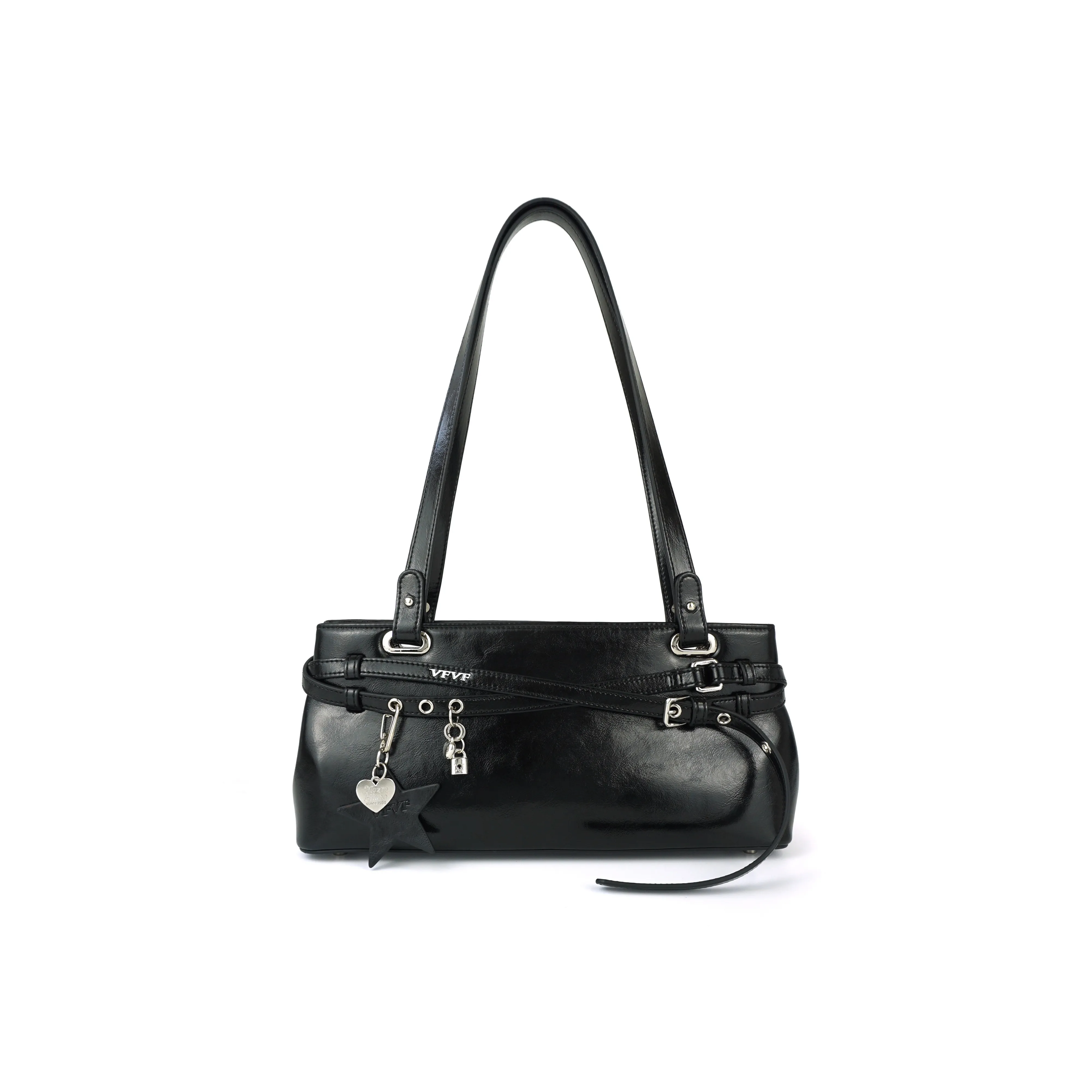 VFVF BAG OFFICAL PU Shoulder Bag Medium Size Women's Black/White/Red/Gold