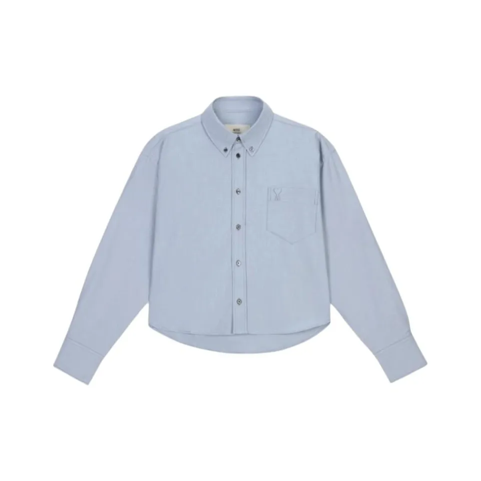 Ami Paris Cropped Oversized Oxford Shirt
