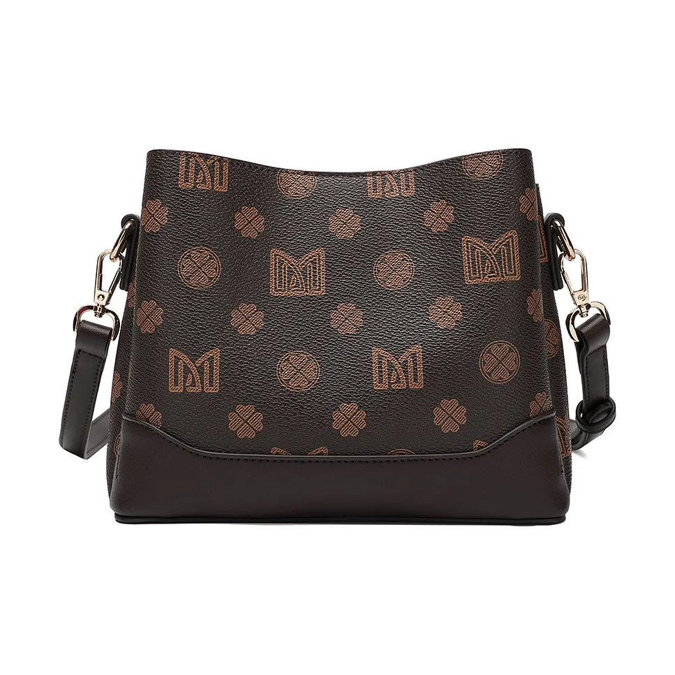 MEXICAN ПВХ Ведрообразная Сумка Сумка через плечо Сумка на плечо Стандартная Женская Темно-коричневая