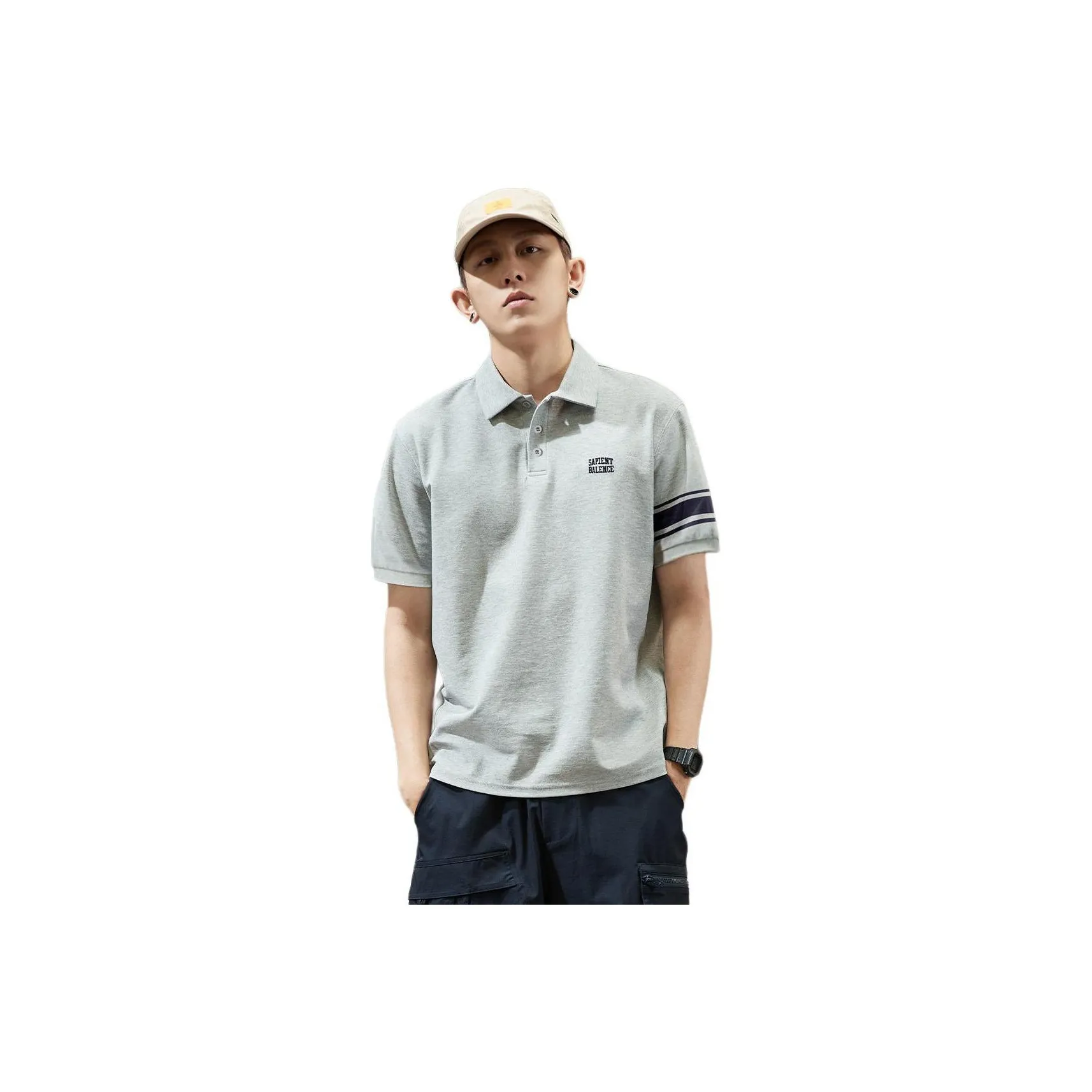 Tonlion Polo Shirt Men's Light Heather Gray