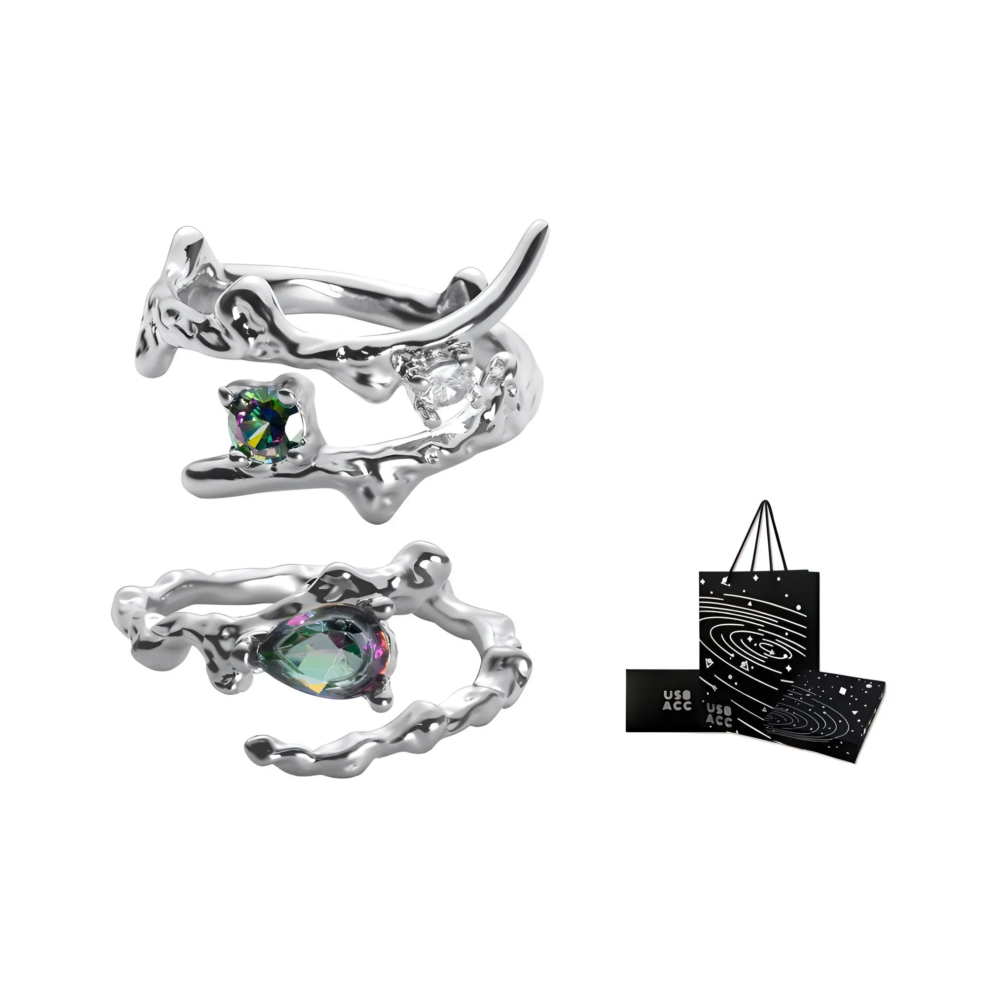 US8ACC Сплав Распакованный Конечный Кольцо Унисекс