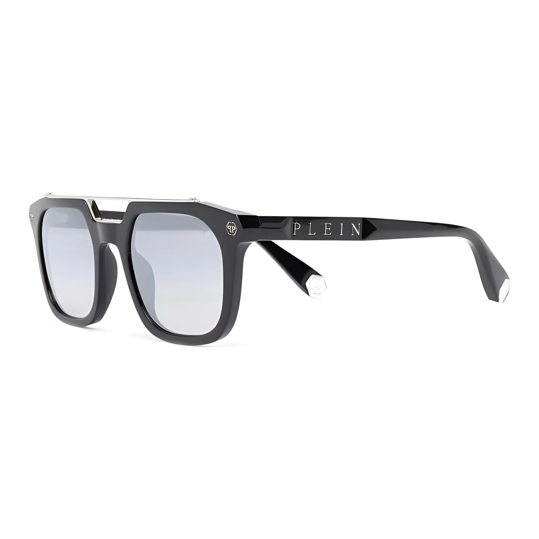 PHILIPP PLEIN Ацетат Прямоугольные Солнцезащитные очки Мужские Черные