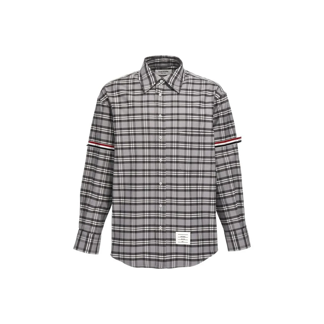 THOM BROWNE Prince Of Wales Check Twill Armband Oversized Shirt
