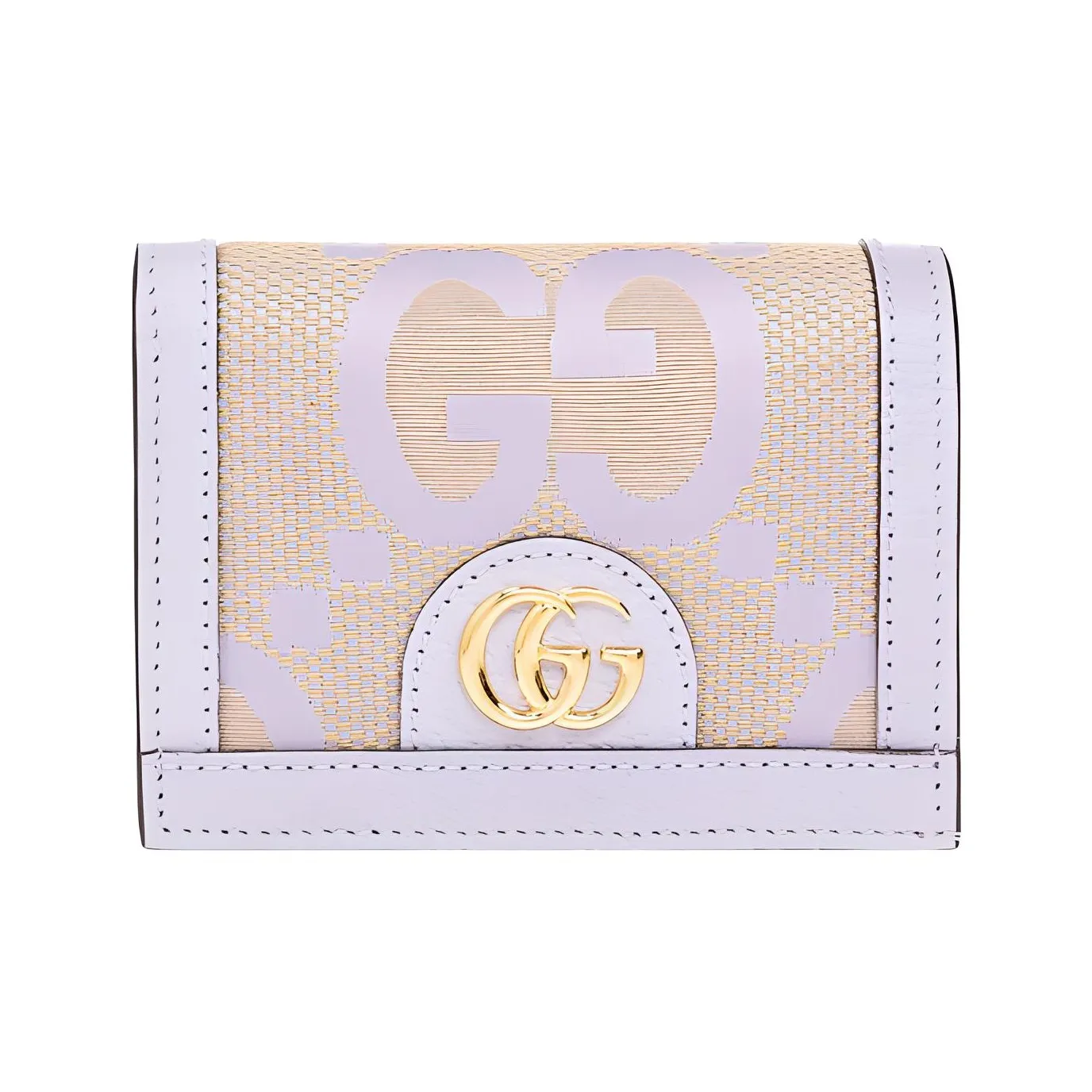 GUCCI Ophidia Canvas With Leather Card Holder Women's Beige & Light Purple