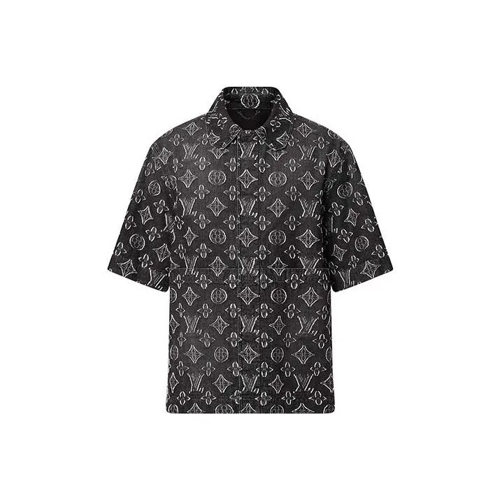 Lv Monogram Short Sleeved Chambray Shirt