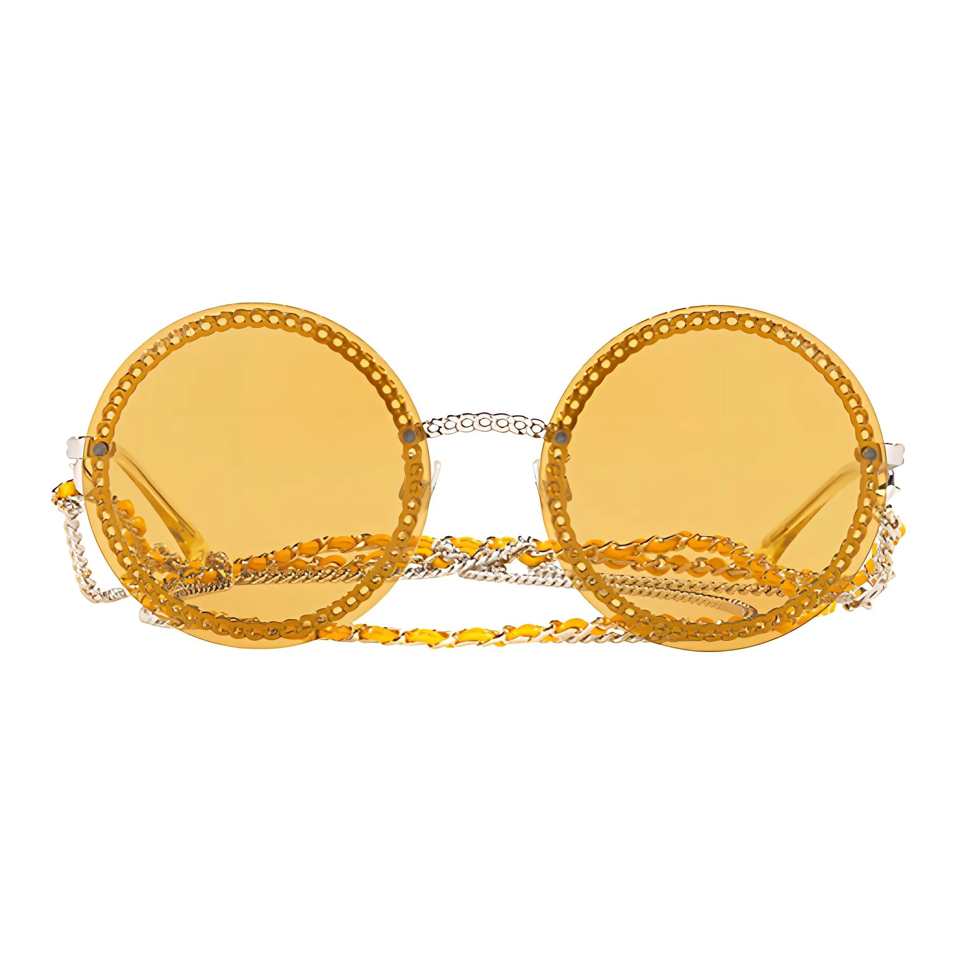 CHANEL Metal Round Sunglasses Women
s Yellow