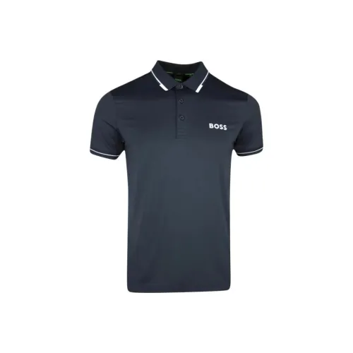 HUGO BOSS Мужское поло морского синего цвета