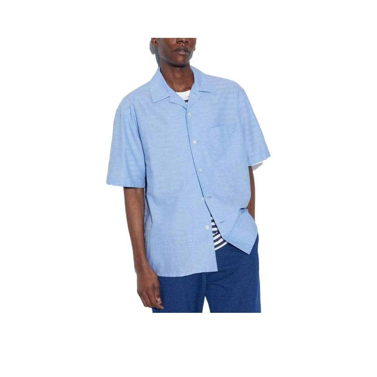 UNIQLO Аква-синий Унисекс Рубашки