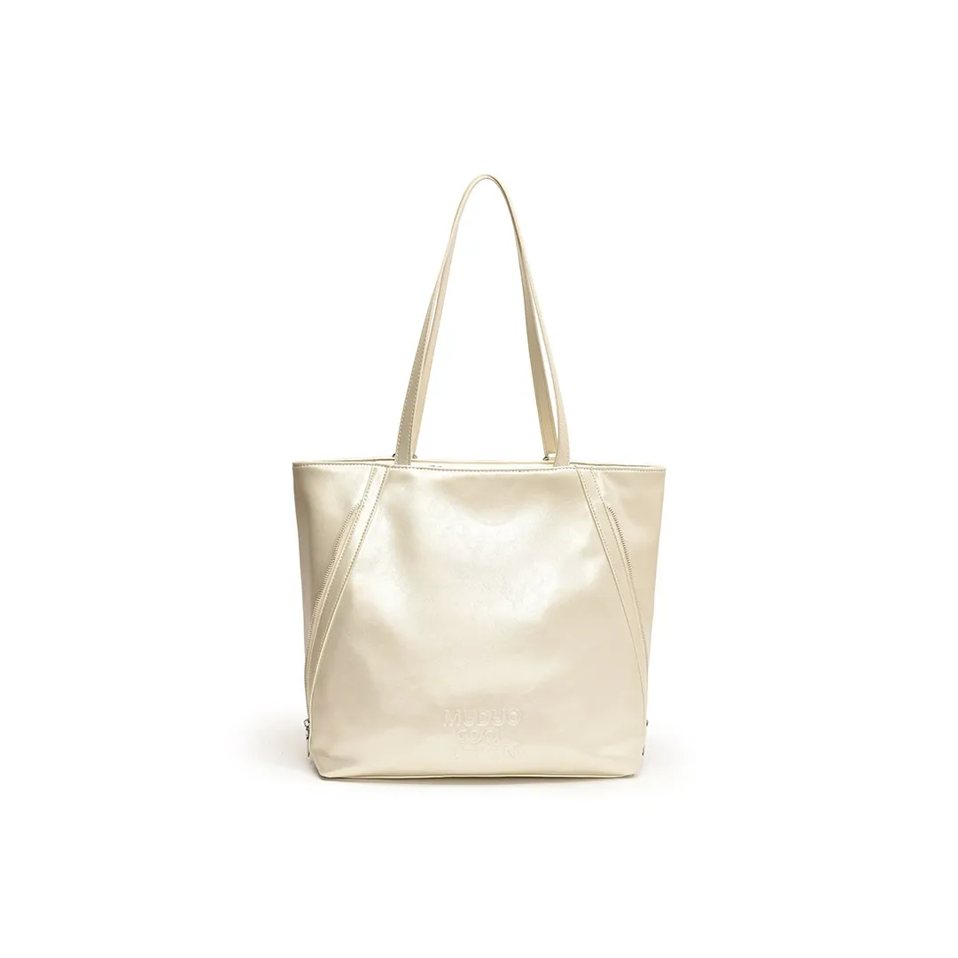 NOMK ПУ (полиуретан) Тоут Портативный Двойной Плечо Сумка Обычный Женская Белая Черная Серебряная Красная