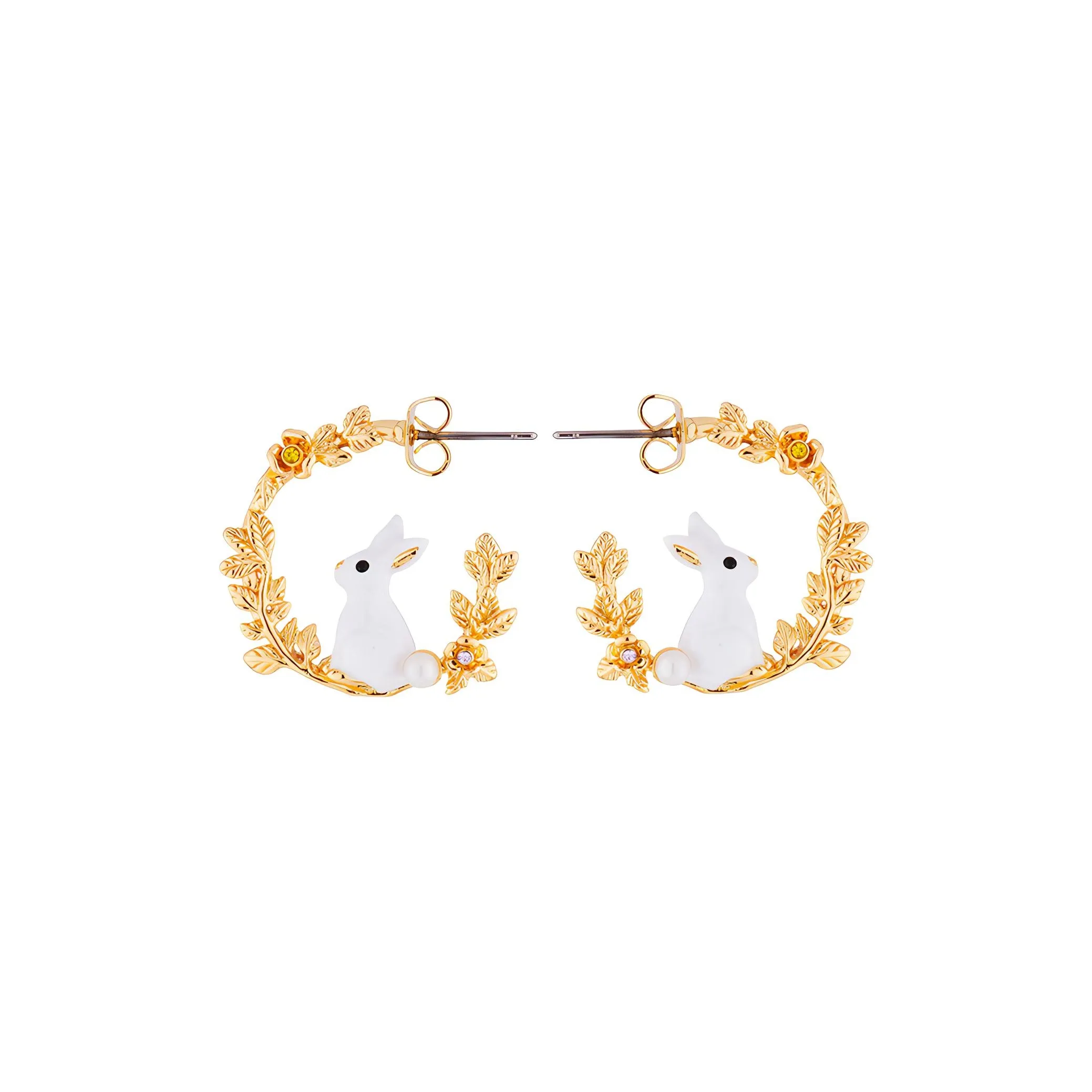 LES NEREIDES Латунь с золотым покрытием ручная эмаль фасированный стекло серьги-гвоздики женские золото