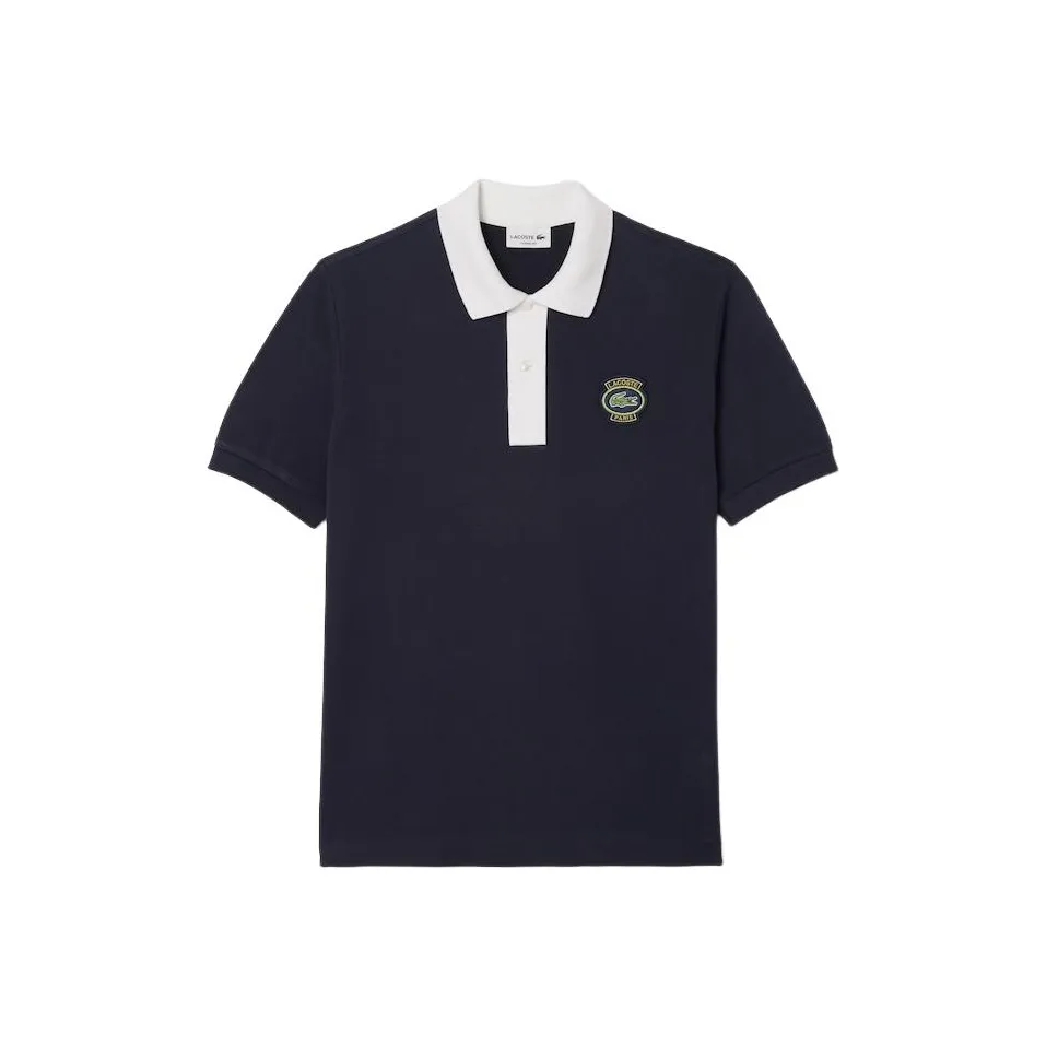 LACOSTE Polo Shirt Men's Marine Blue/White