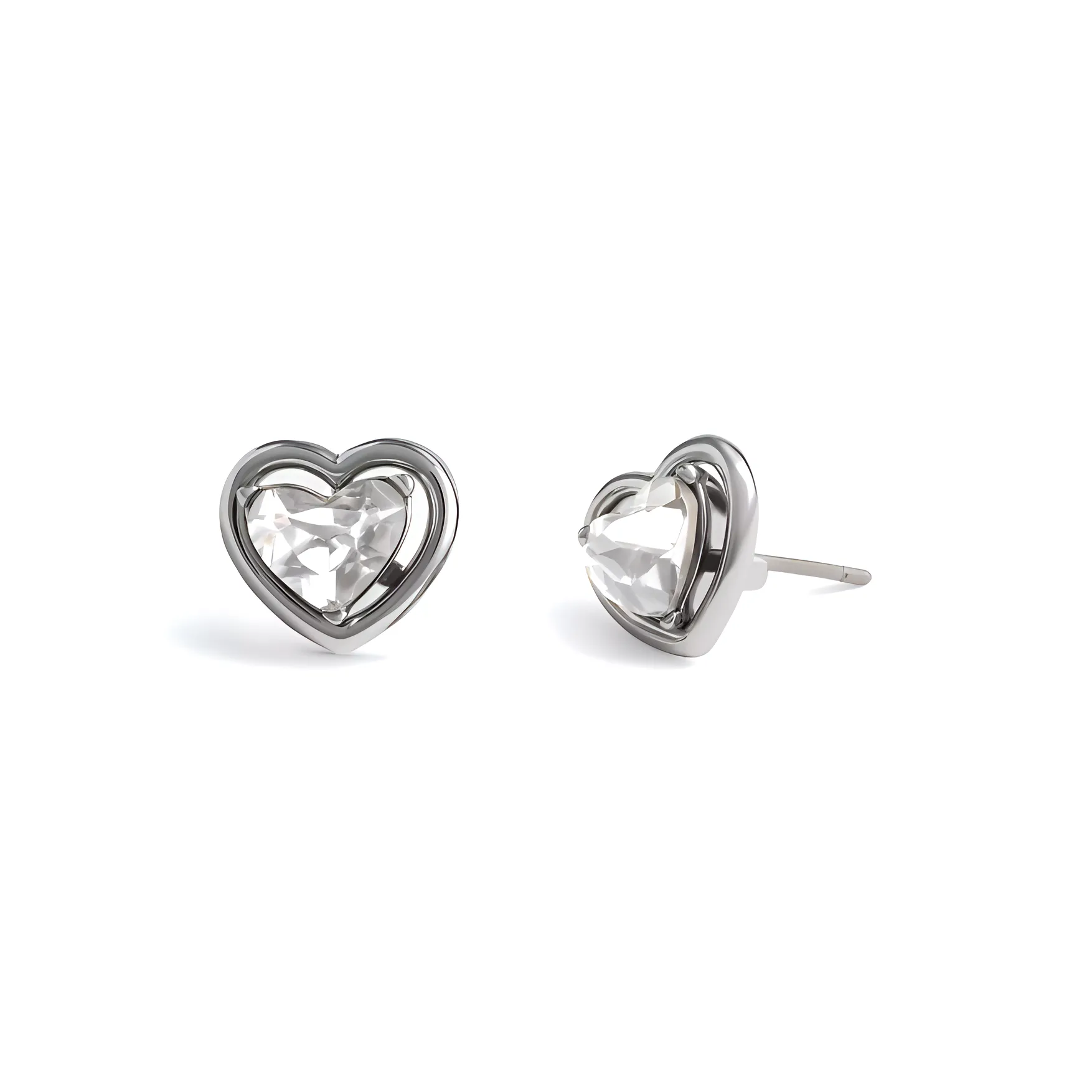 COACH Brass, Glass, Cubic Zirconia Stud Earrings Women's Silver