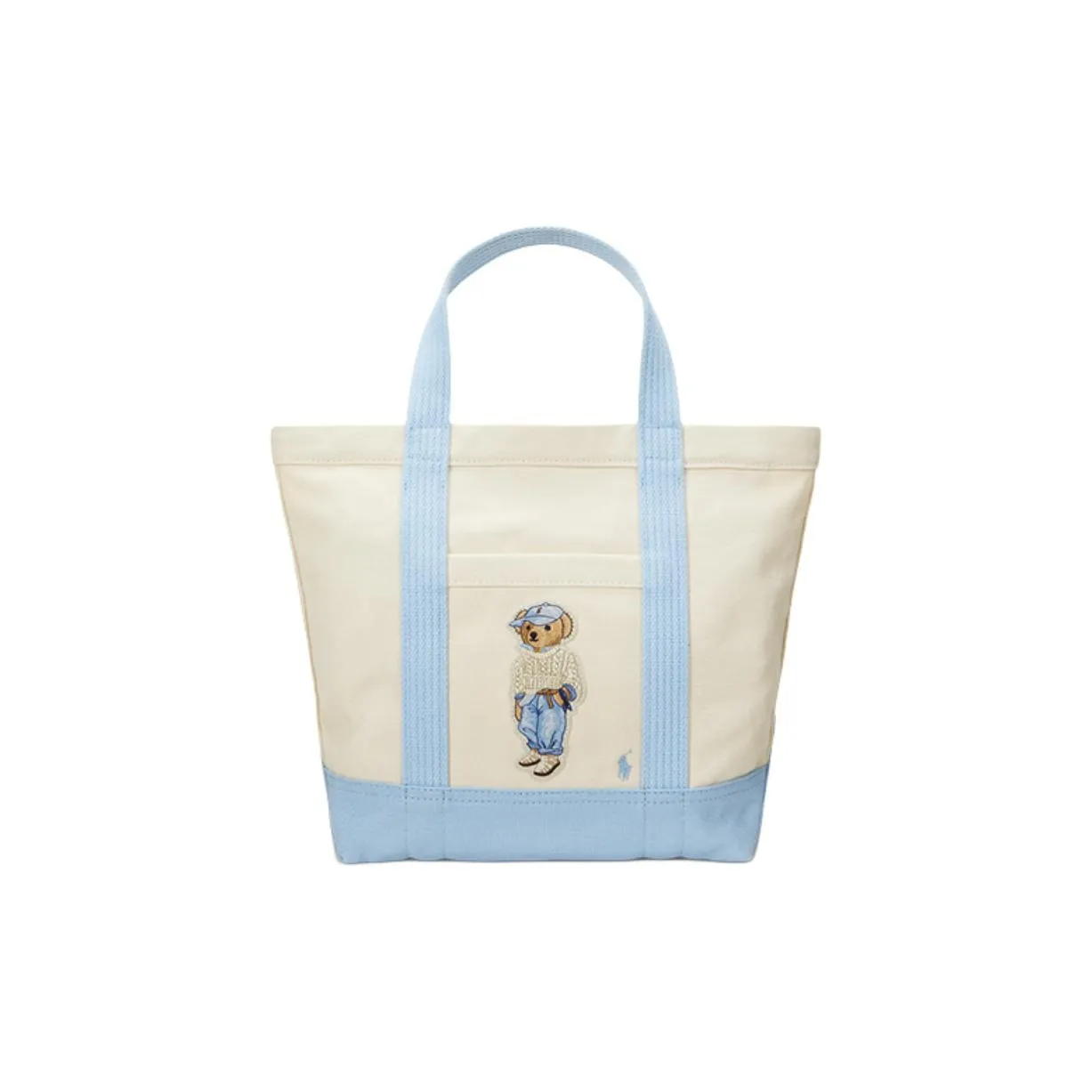 diamond-quilt small tote bag Fabric Tote Bag, Shopping Bag, Handbag Small Size Women's Natural & Blue