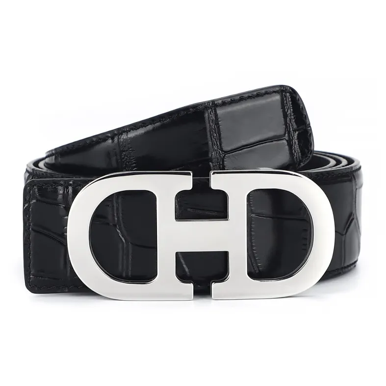 V.V.Brown Ремни из крупнозернистой текстуры коровьей кожи мужской 3,8 см узор крокодила