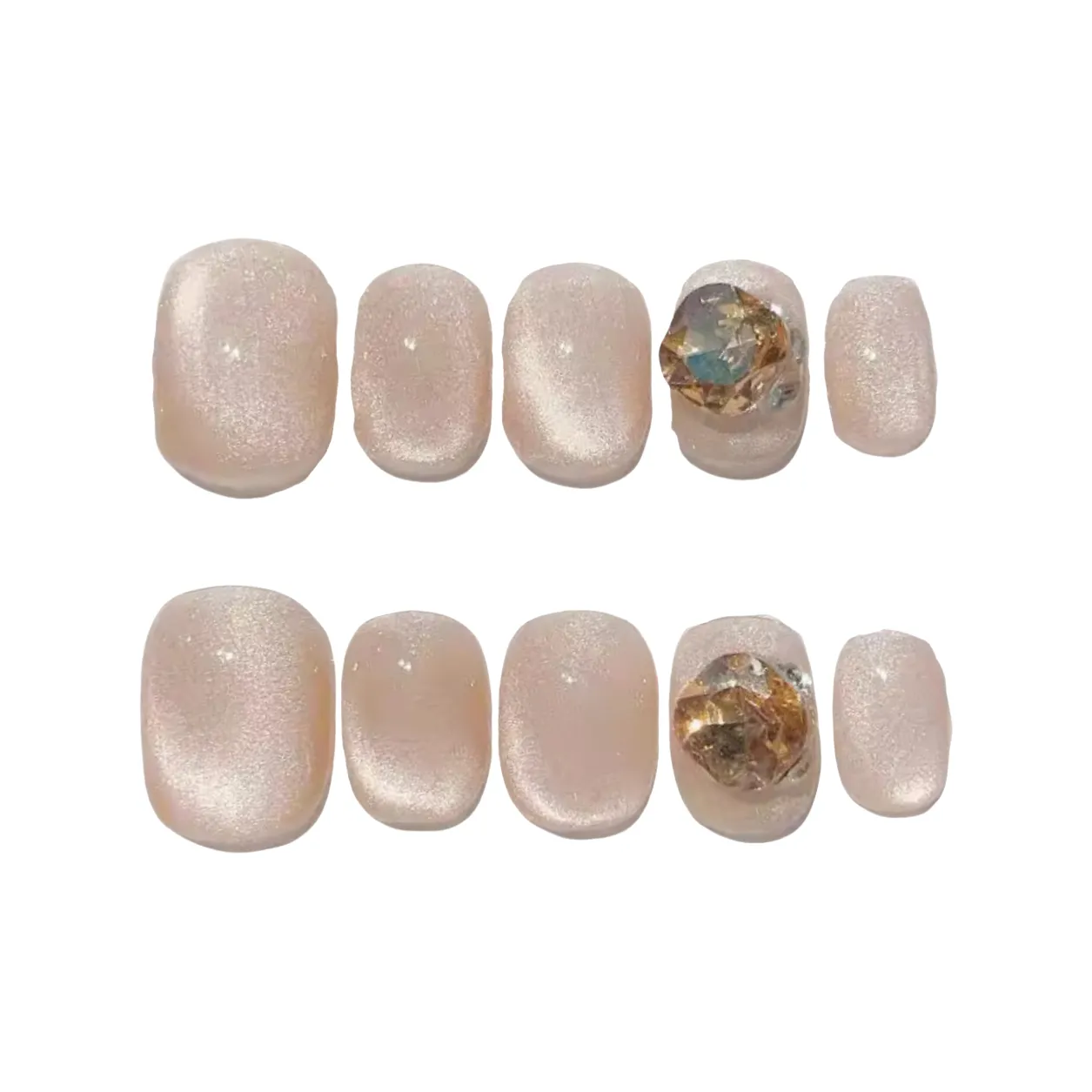 Gentle Welcome Шампанское Сода Кошачий глаз False Nail Короткий Квадрат And Круглый Телесный Градиентный Coquette