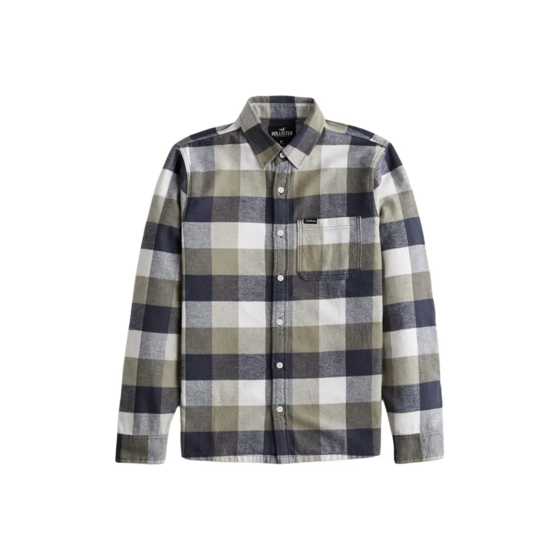 Hollister Shirt Men's Olive Green Plaid