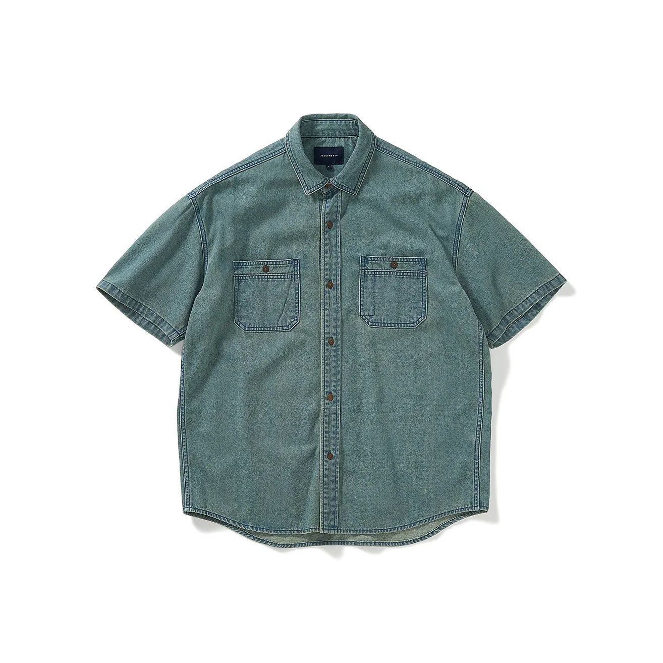 714STREET Рубашка Унисекс Джинсовый Синий