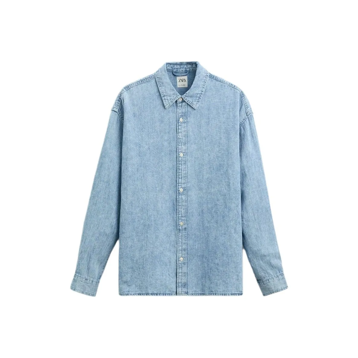 ZARA Мужские рубашки светло-синие