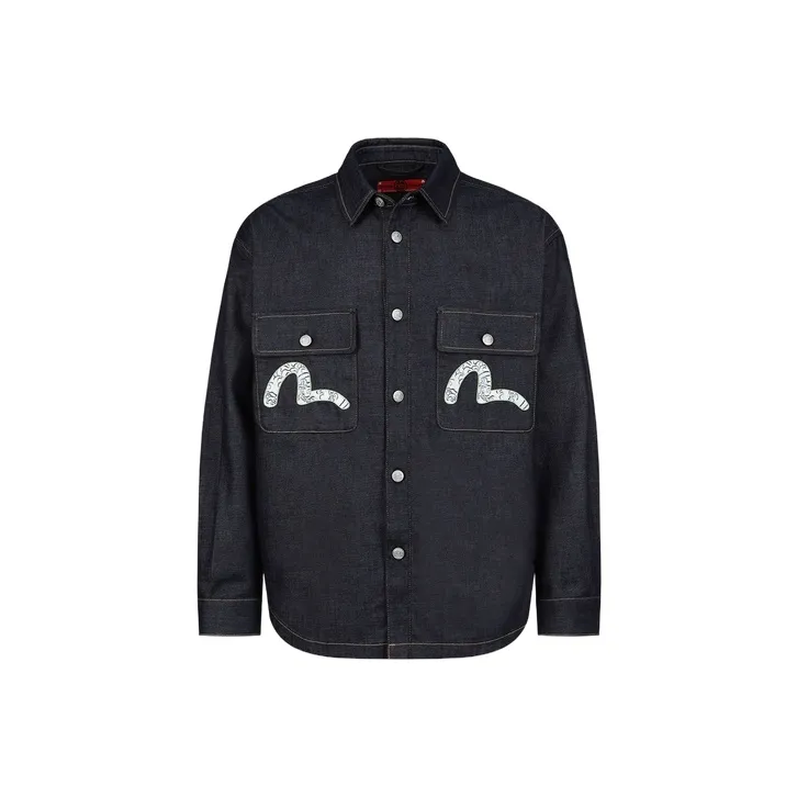 EVISU Джинсовый Синий Мужские Рубашки