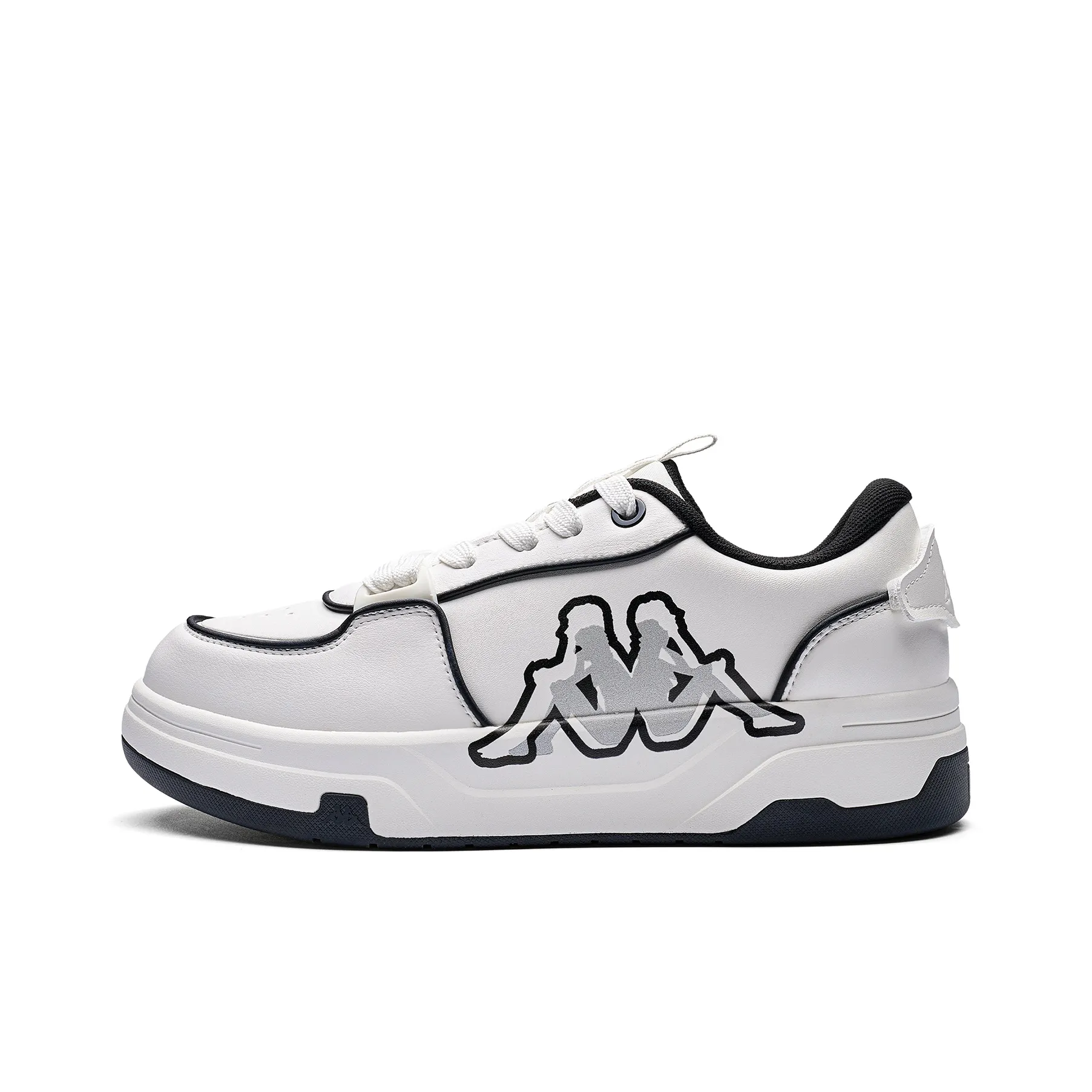 KAPPA Panda Print Спина к Спине Противоскользящие Устойчивые к Износу Низкий Топ Скейтборд Кроссовки Унисекс Белый Черный