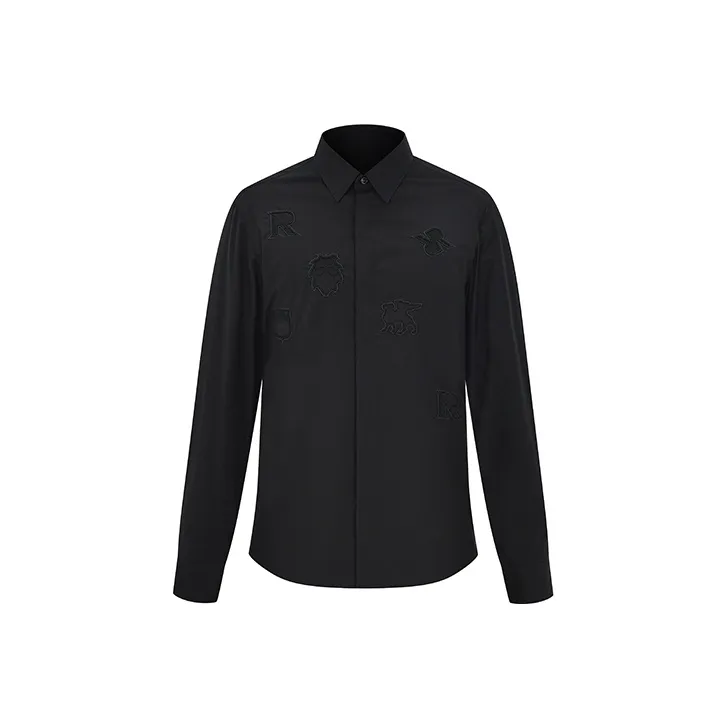 RARE Длинный рукав рубашка мужская черная