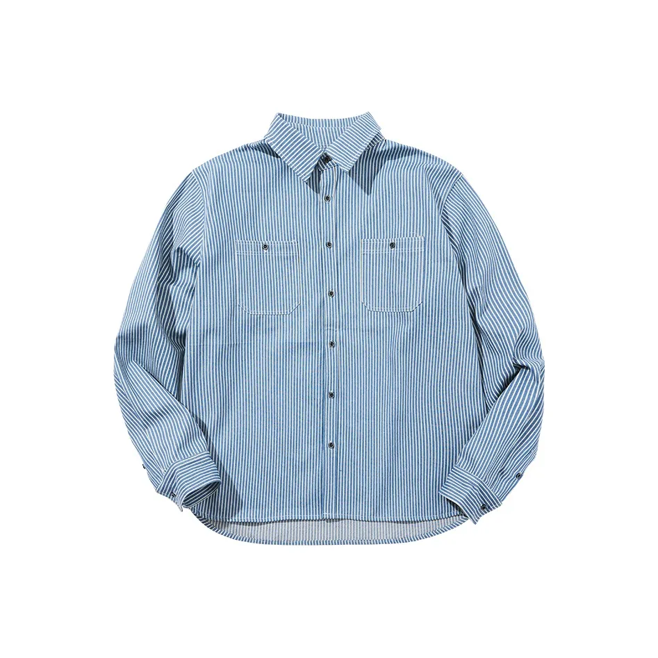 NUCLEAR EXPLOSION Рубашка Мужская Синие и Белые Полоски