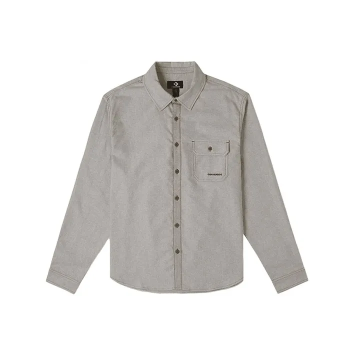 Конверс Пуговица Рубашка Мужская Серого цвета