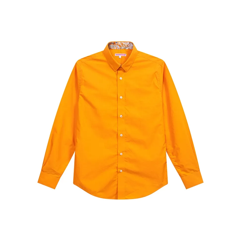 COTON DOUX Рубашка Мужская одежда 100% хлопок Бизнес Длинный рукав Повседневный Топ Мужской Апельсин