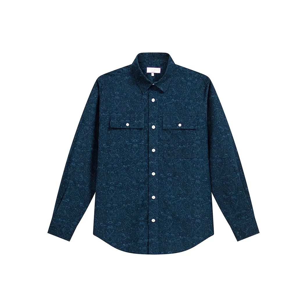 COTON DOUX Цветочный Рубашка 100% хлопок Утолщенный Вельвет Длинный Рукав Рабочая Одежда Мужская