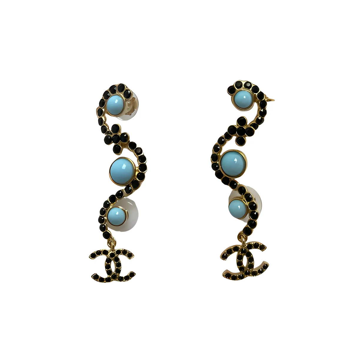 CHANEL Metyedal Earrings Unisex Black