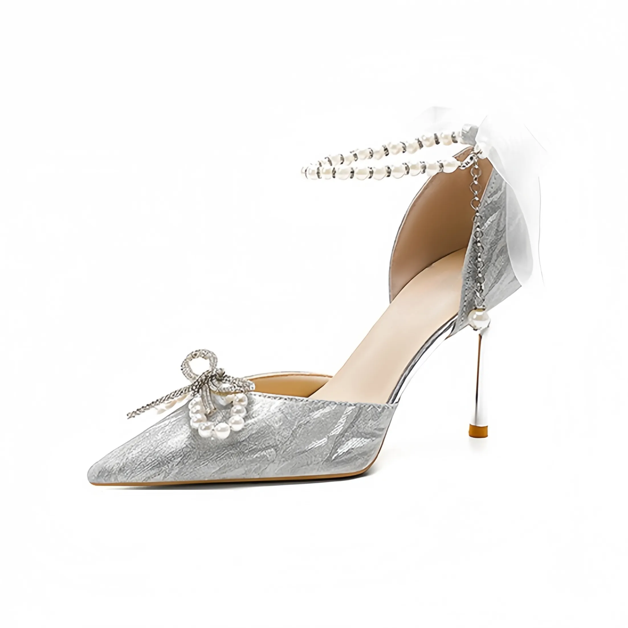 Imono Узкий каблук Высокие каблуки Женские Серебряные