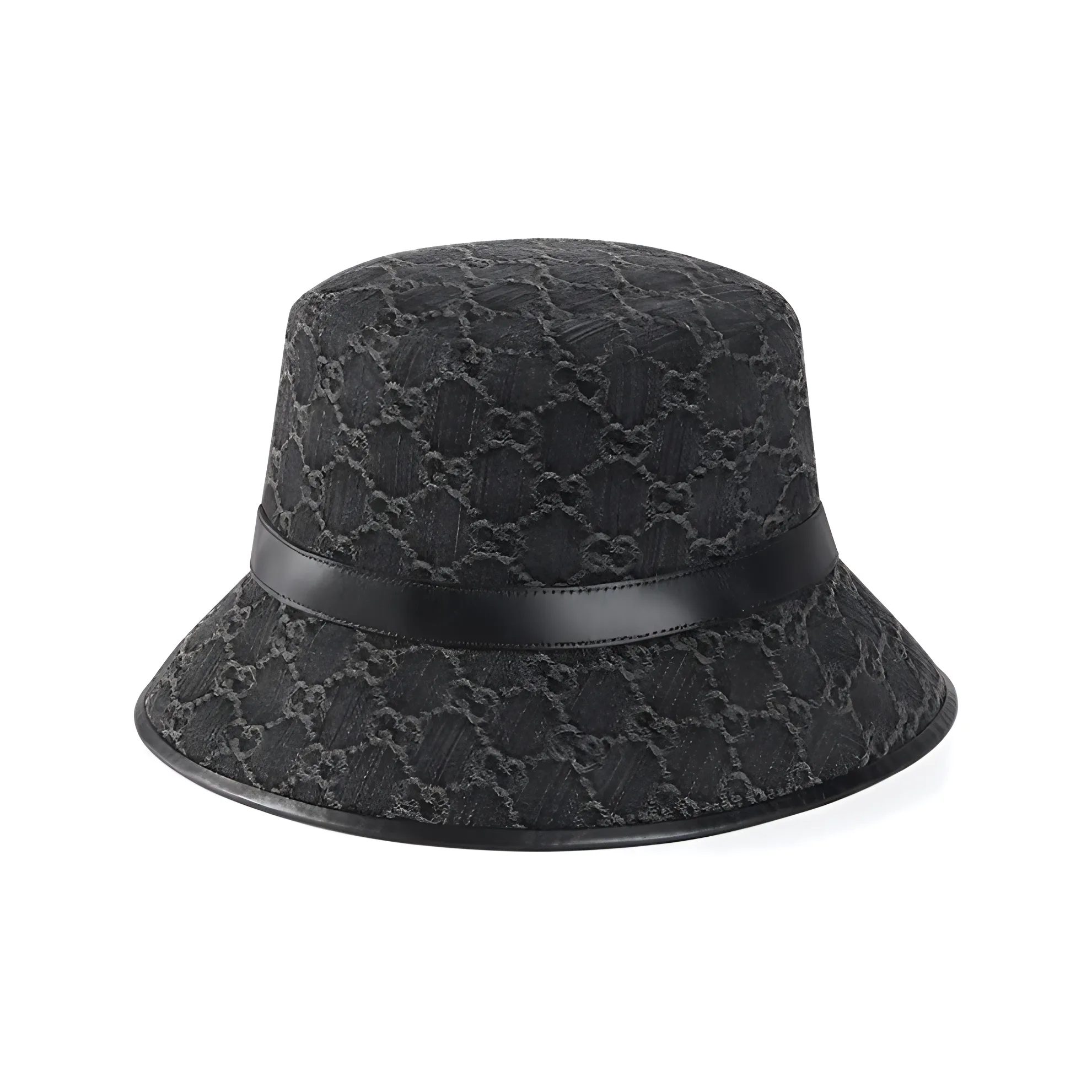 GUCCI Denim Leather Cotton Bucket Hats Women's Black