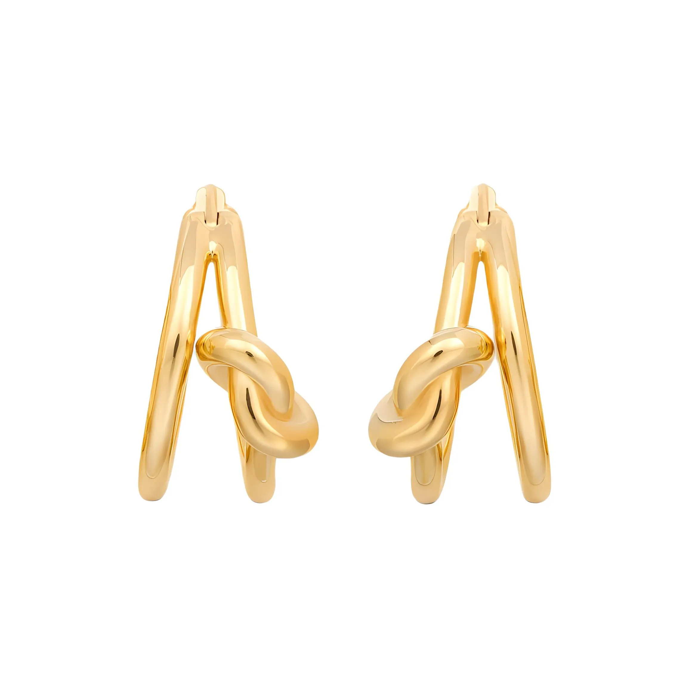 CELINE Knot Double Hoops In Brass With Gold Finish