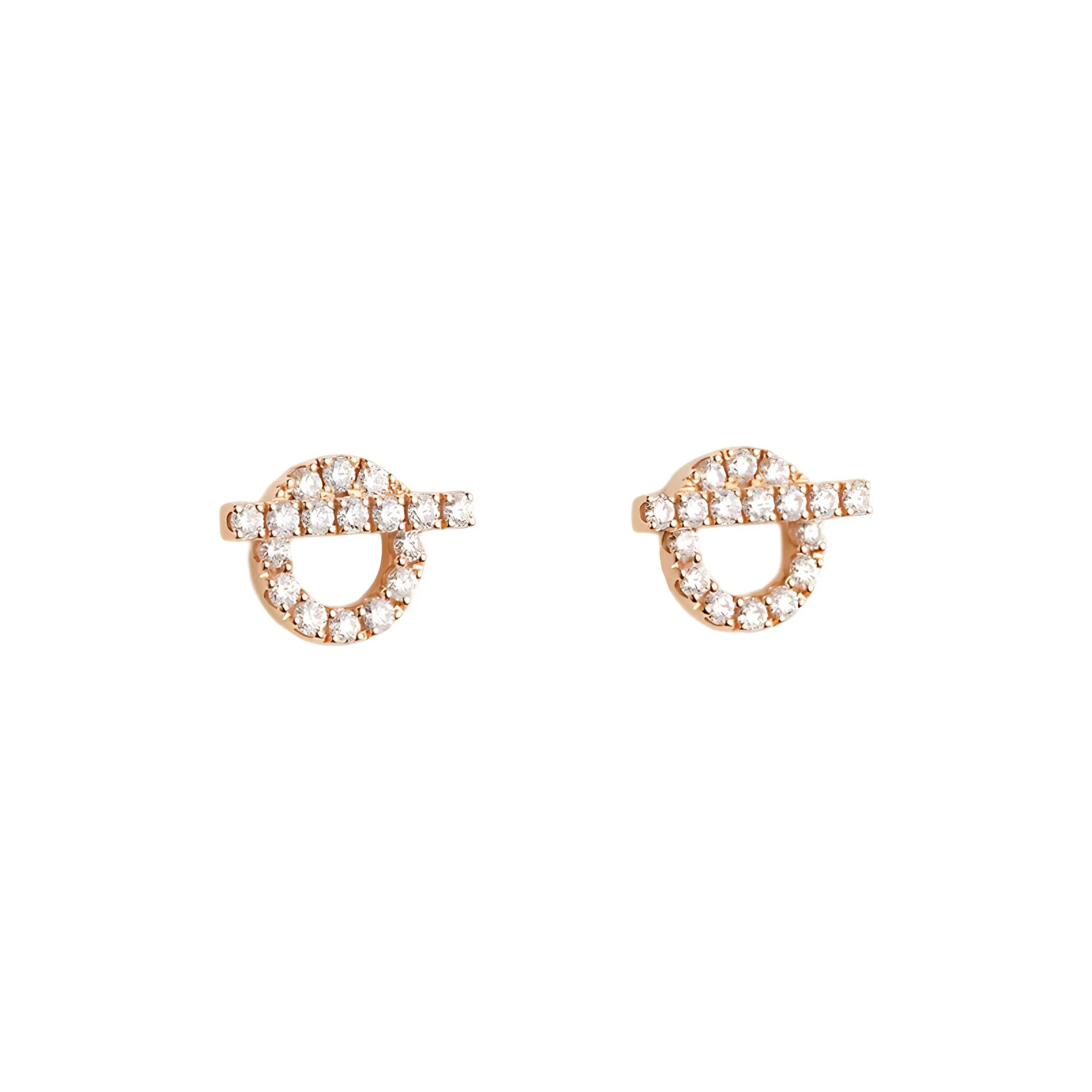 HERMES FINESSE Stud Earrings Women's Rose Gold