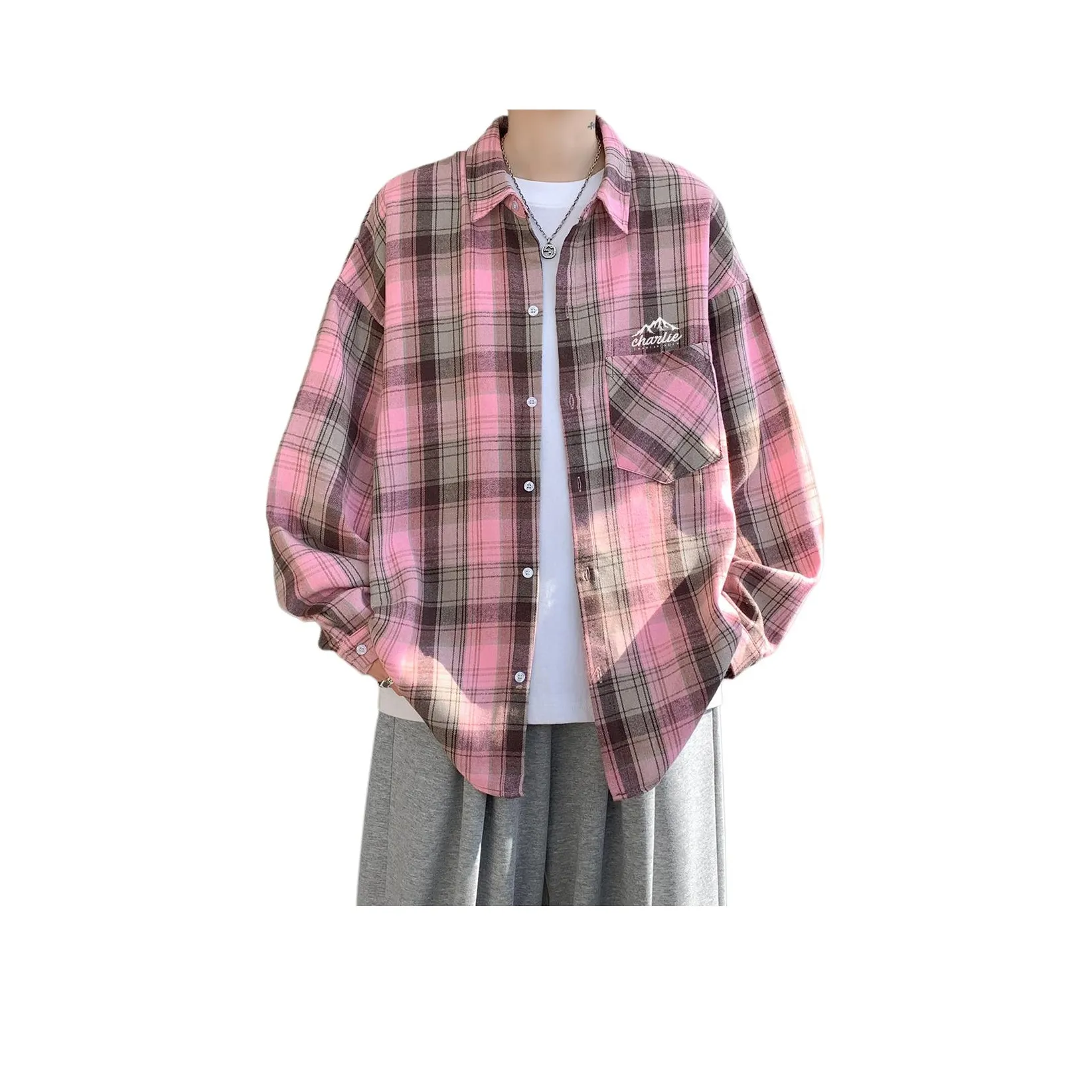 CHARLIE GOLF Shirt Unisex Plaid Pink