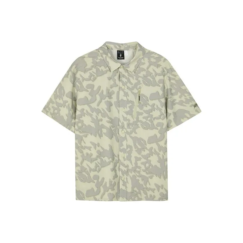 Skechers Поло Мужское Полностью С принтом Минеральный Бежевый Коричневый