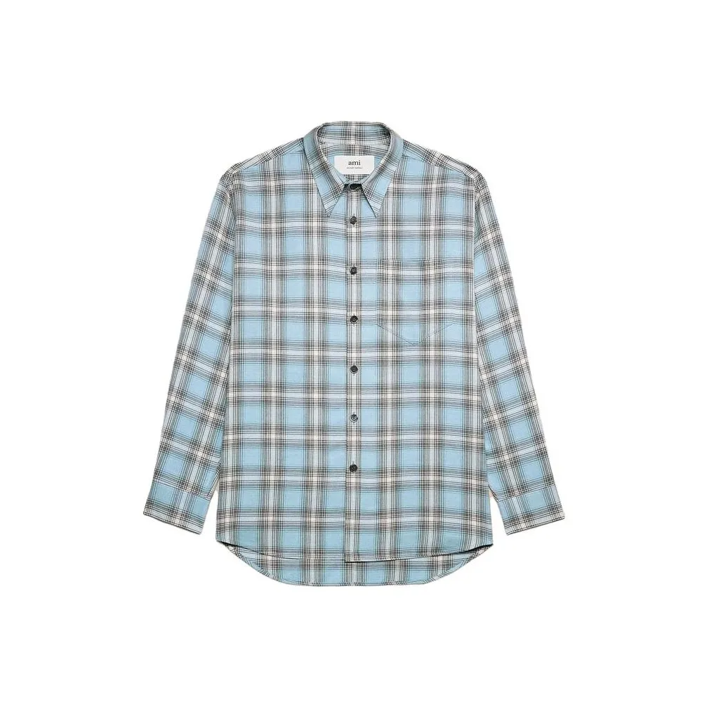 Ami Paris Long sleeved Checkered Knitted Shirt