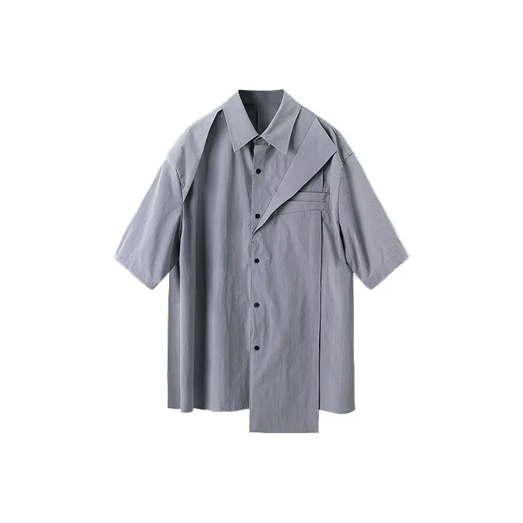 HUANXIANGZHE Рубашка Унисекс Серый Фиолетовый