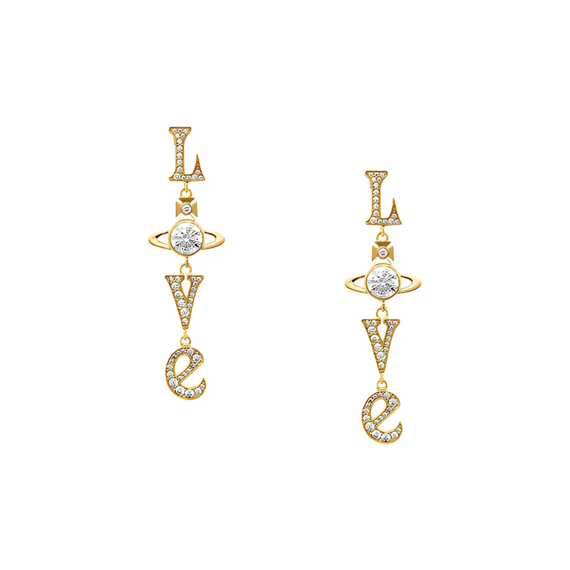 Vivienne Westwood Crystal, Electroplated, Cubic Zirconia, Brass Earrings Women's Gold