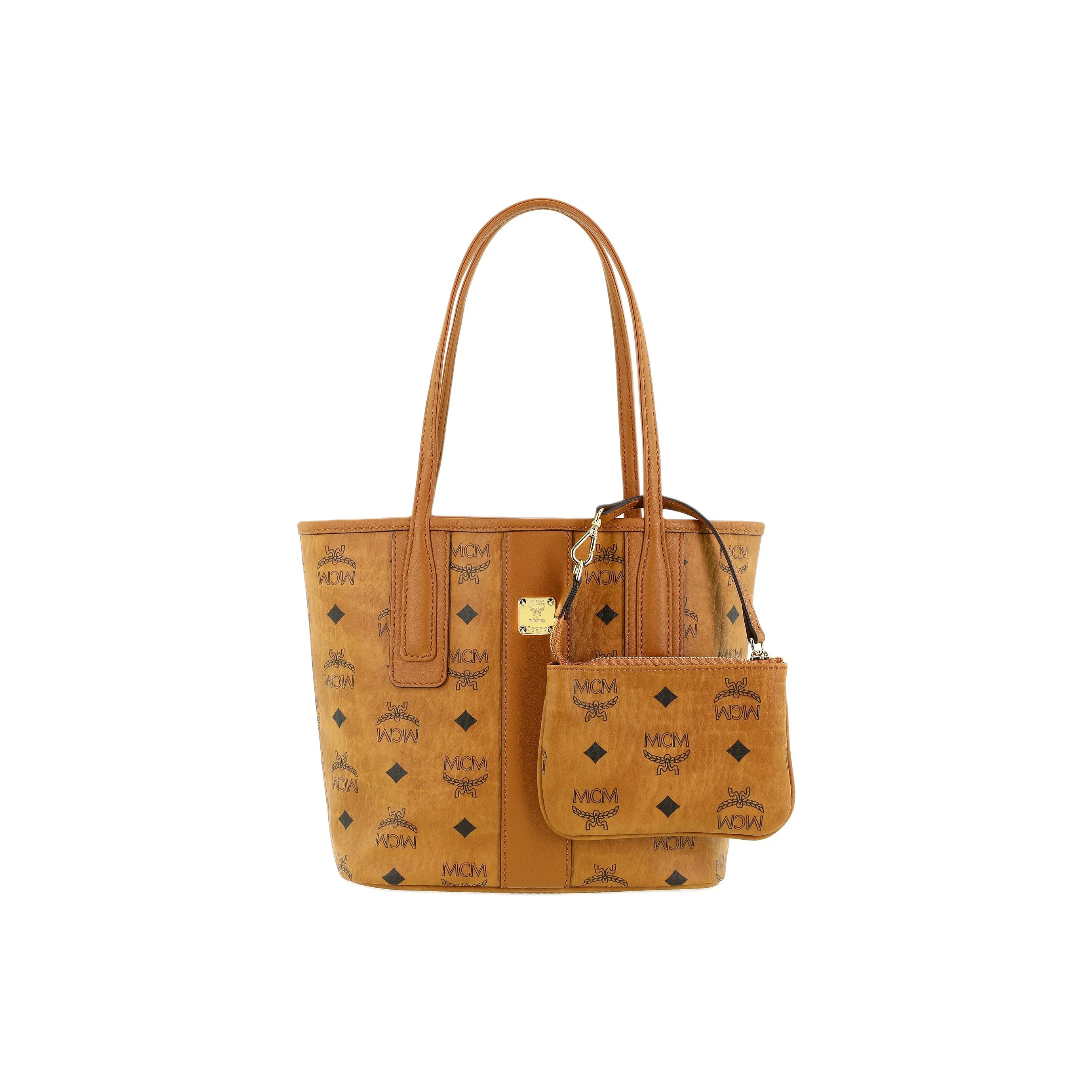 MCM Liz Visetos Canvas With Leather Combo Bag Tote Bag Shopping Bag Handbag Shoulder Bag Mini Women's Brown Cognac