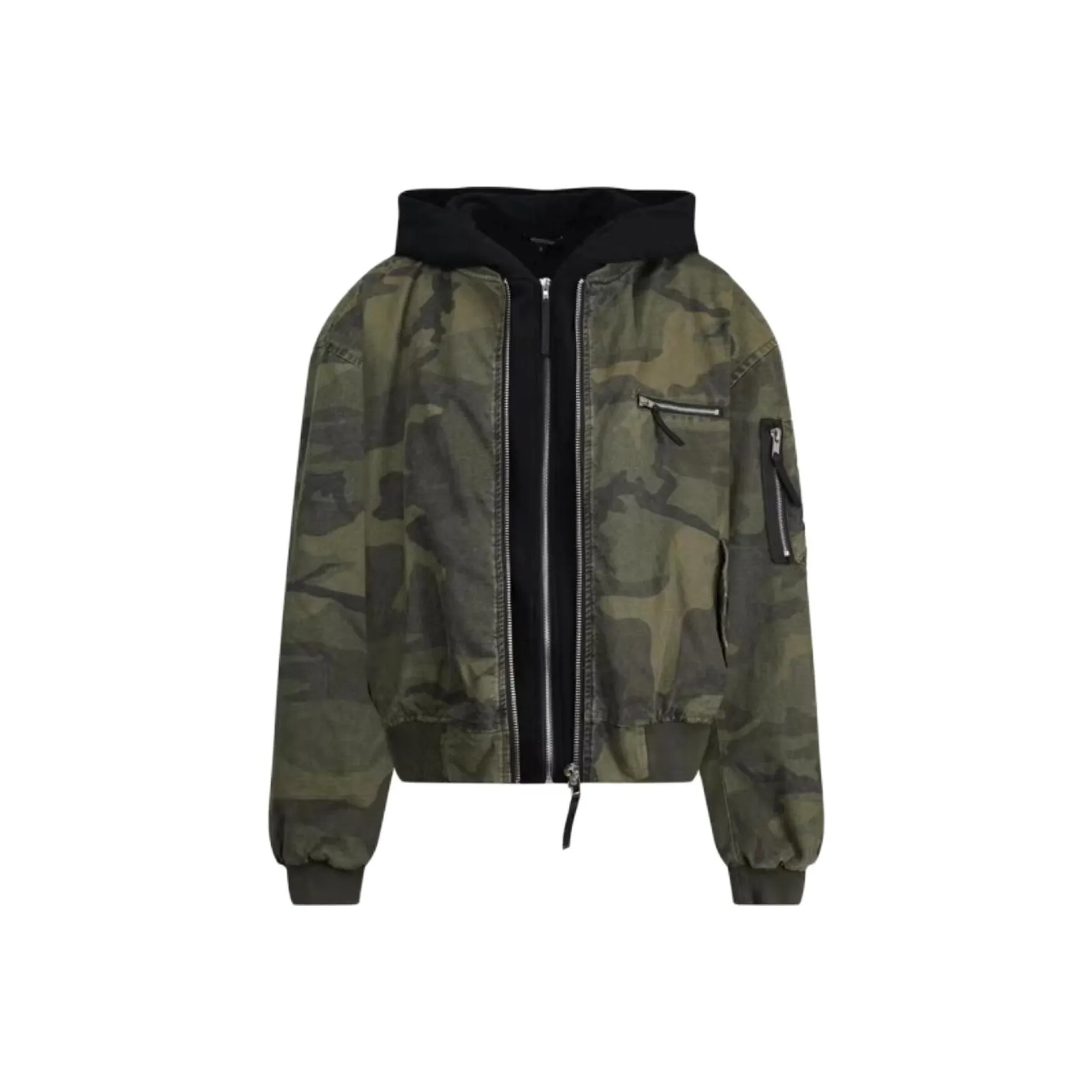 HermitCreate Хлопковый пуховик унисекс с эффектом потертости и камуфляжем