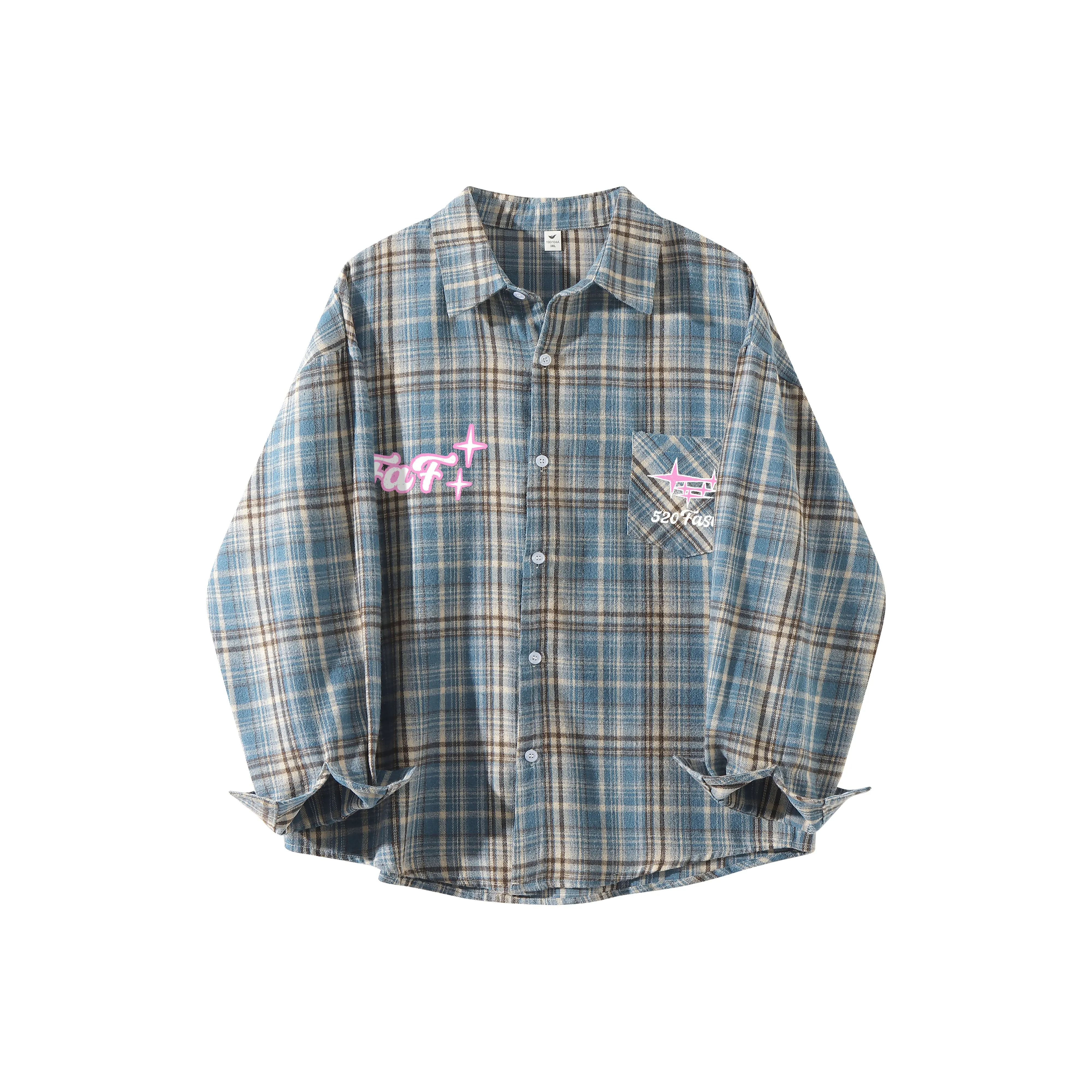 FASTFISH Shirt Unisex Blue Plaid