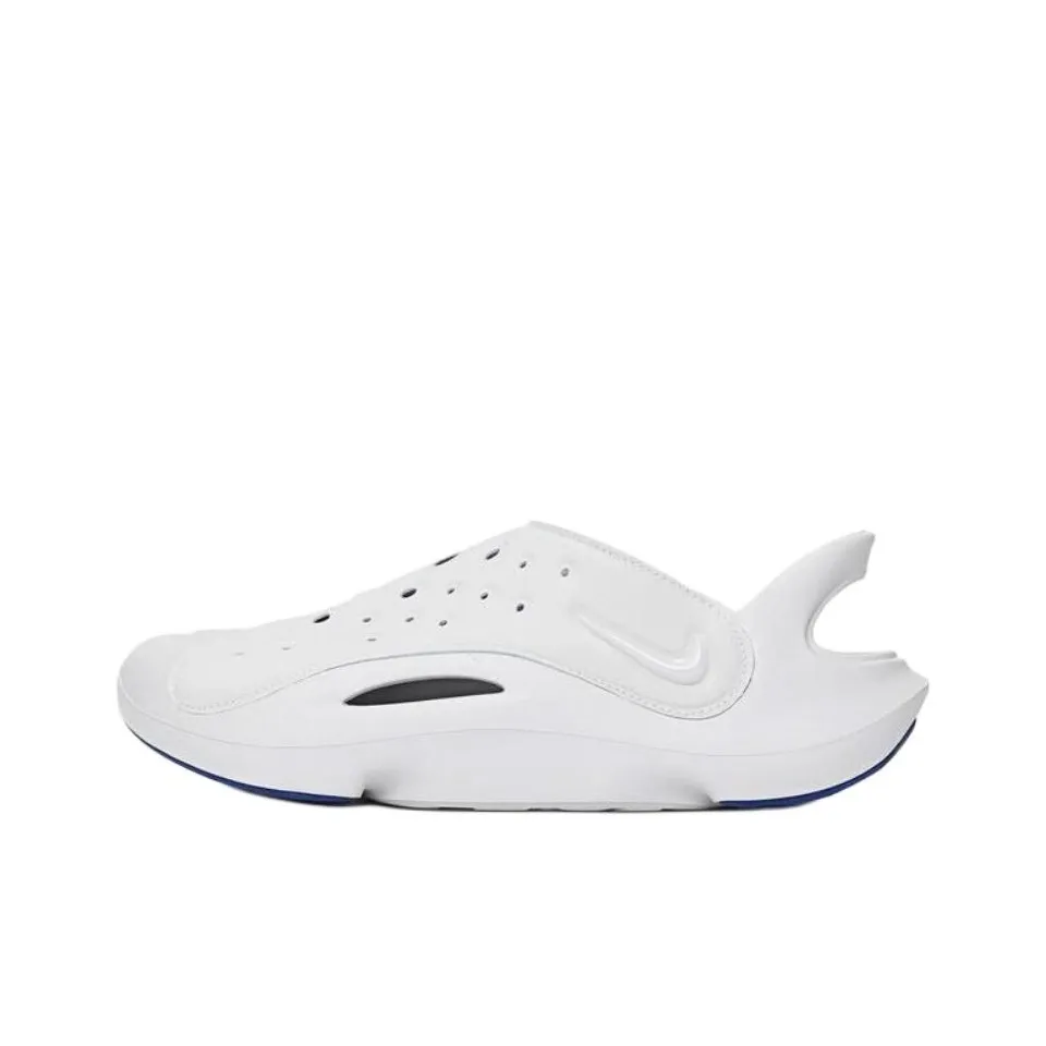 Nike Aqua Swoosh Slip-resistant Abrasion-resistant Low Top Children's Sandals White Teenagers Найк Aqua Swoosh Противоскользящие Износостойкие Низкие Топы Детские Сандалии Белые Подростки